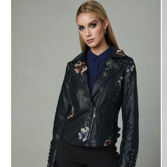 Frank Lyman Design NWT Embroidered Moto Jacket size L - Picture 2 of 16